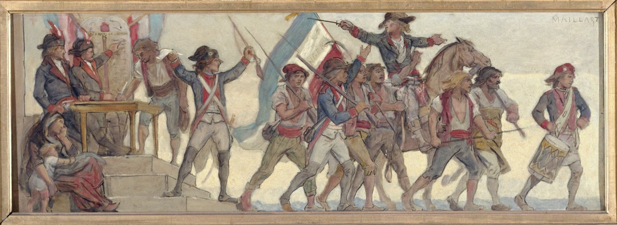 De værnepligtiges afrejse, Fædrelandet i fare: Skitse til skolen i rue de Château-Landon af Diogene Ulysse Napoleon Maillart