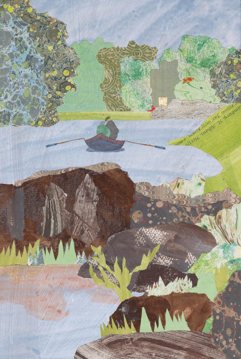 Fiskeri i Skotland, floden Tay, 2023 (collage) af Dione Verulam