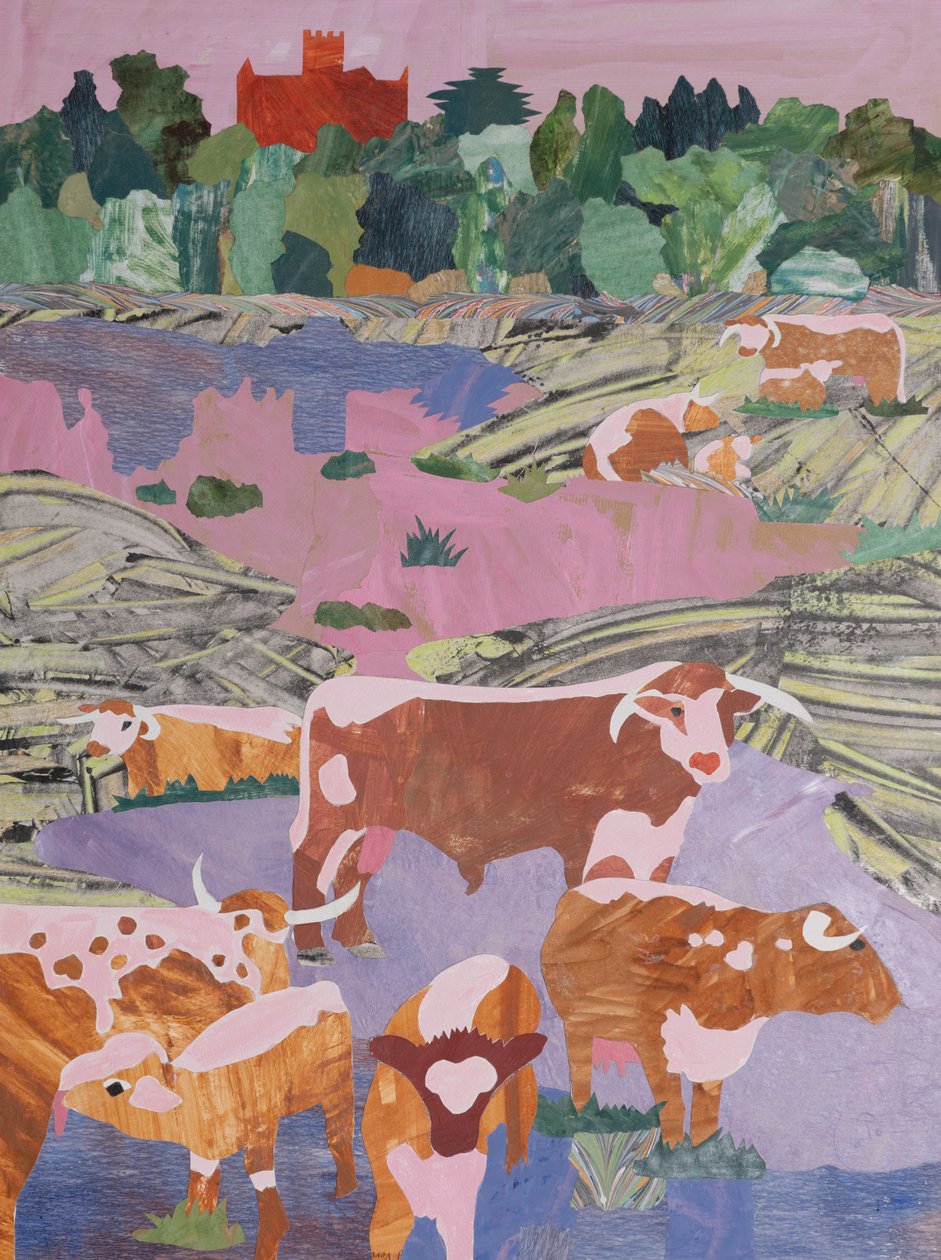 Longhorns i ro og mag (collage) af Dione Verulam