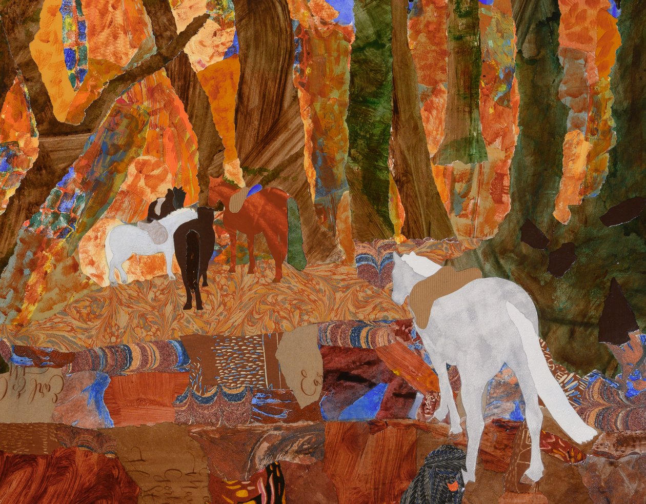 Ponyer i skoven, 2024 (collage) af Dione Verulam