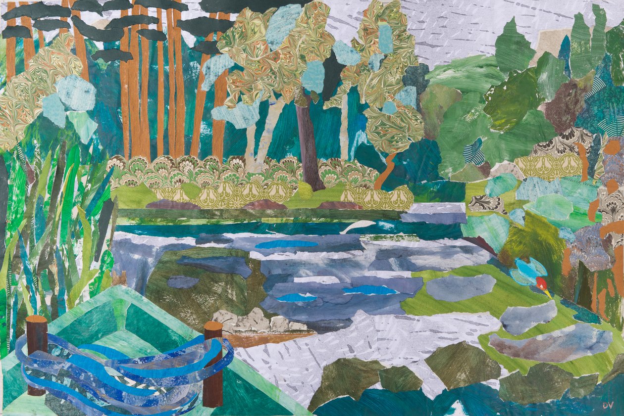 Hviler ved floden, 2017 (collage) af Dione Verulam