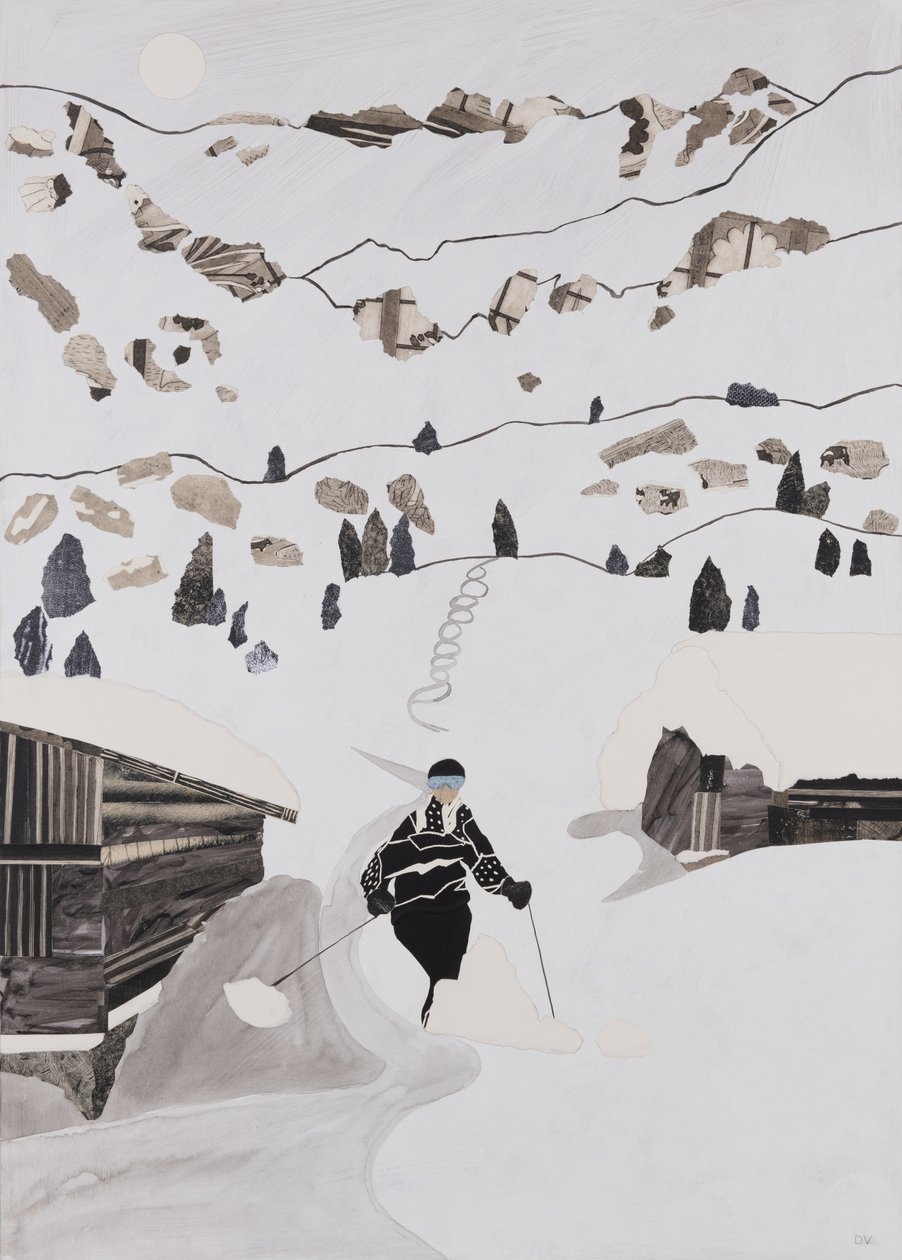 På ski til frokost (collage) af Dione Verulam