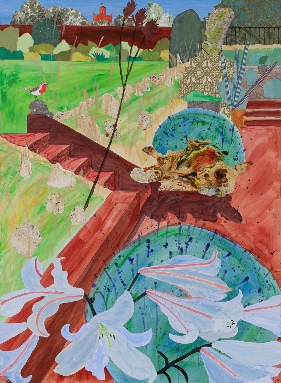 Sommerliljer (collage) af Dione Verulam