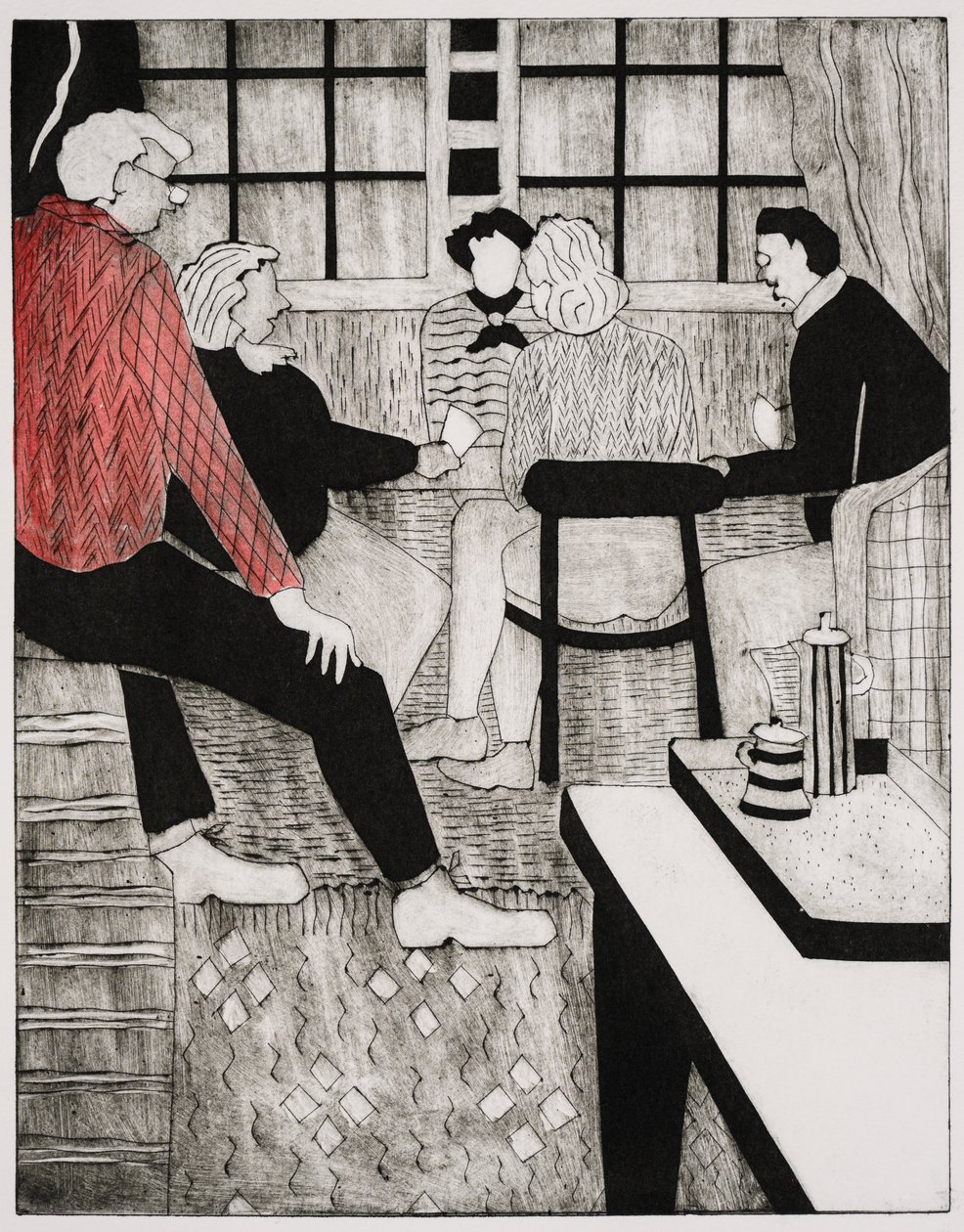 Broens lærer (collagraph) af Dione Verulam