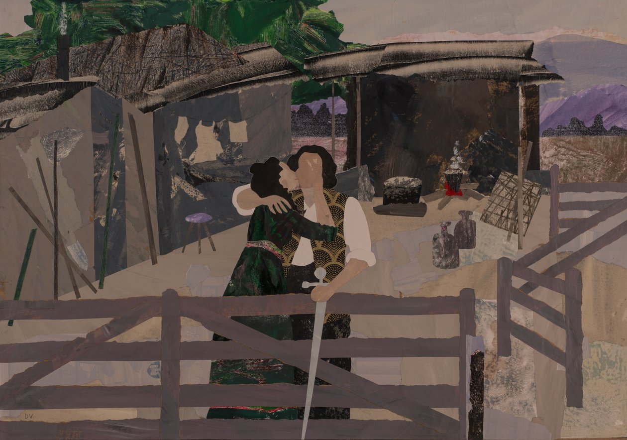 Afskeden ved Hundings hytte, Wagners Ringcyklus (collage) af Dione Verulam