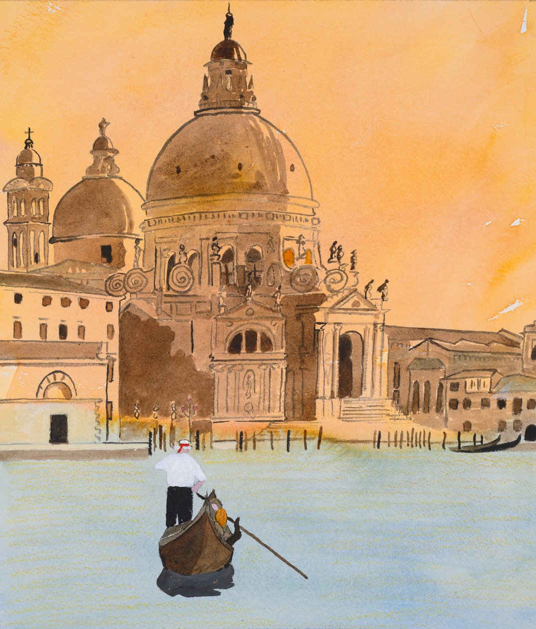 Venedig, hilsen (akvarel og blæk) af Dione Verulam