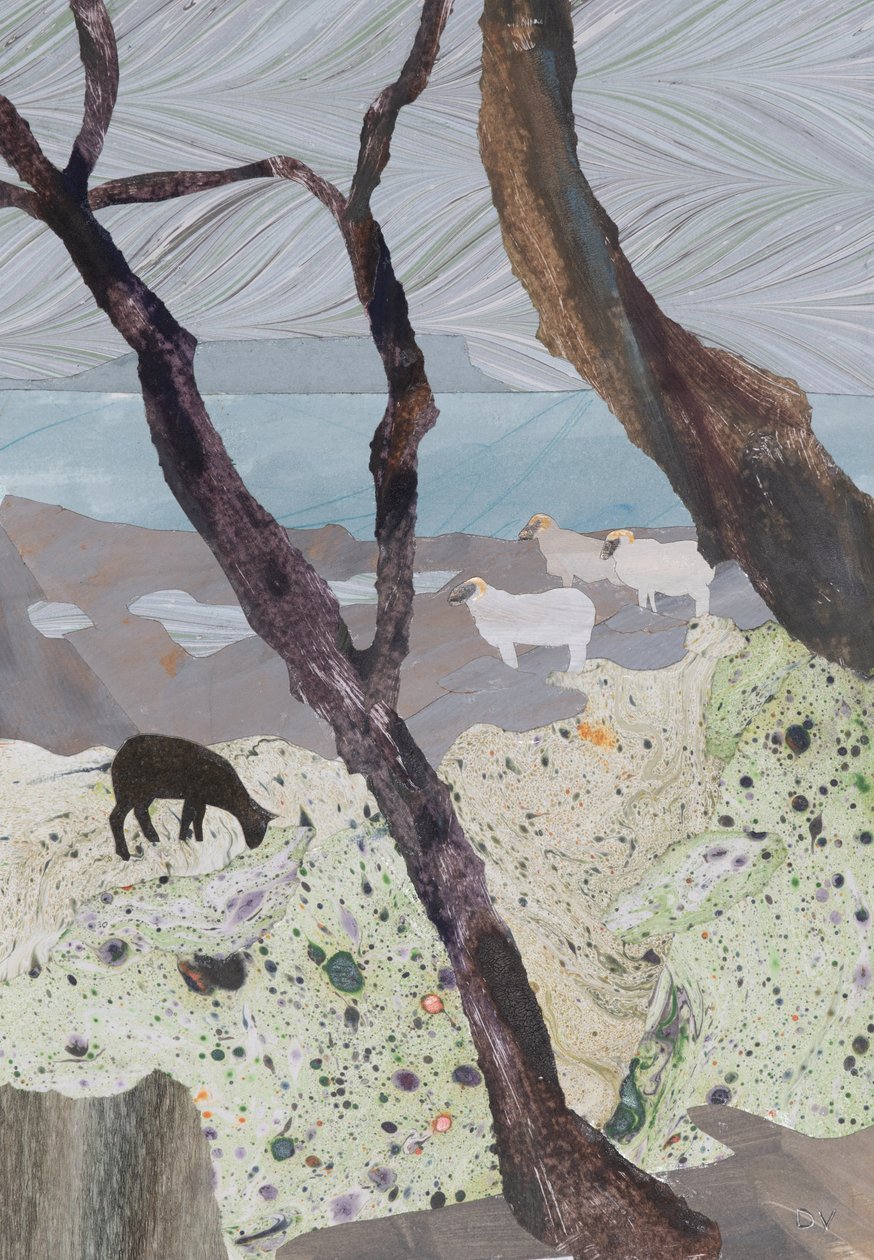 Våd dag ved havet (collage) af Dione Verulam