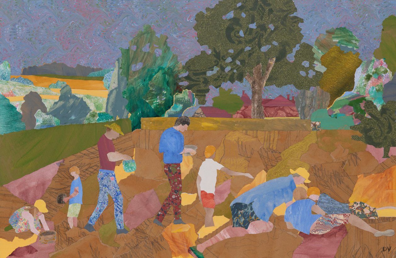 Høst af gul rangle (collage) af Dione Verulam