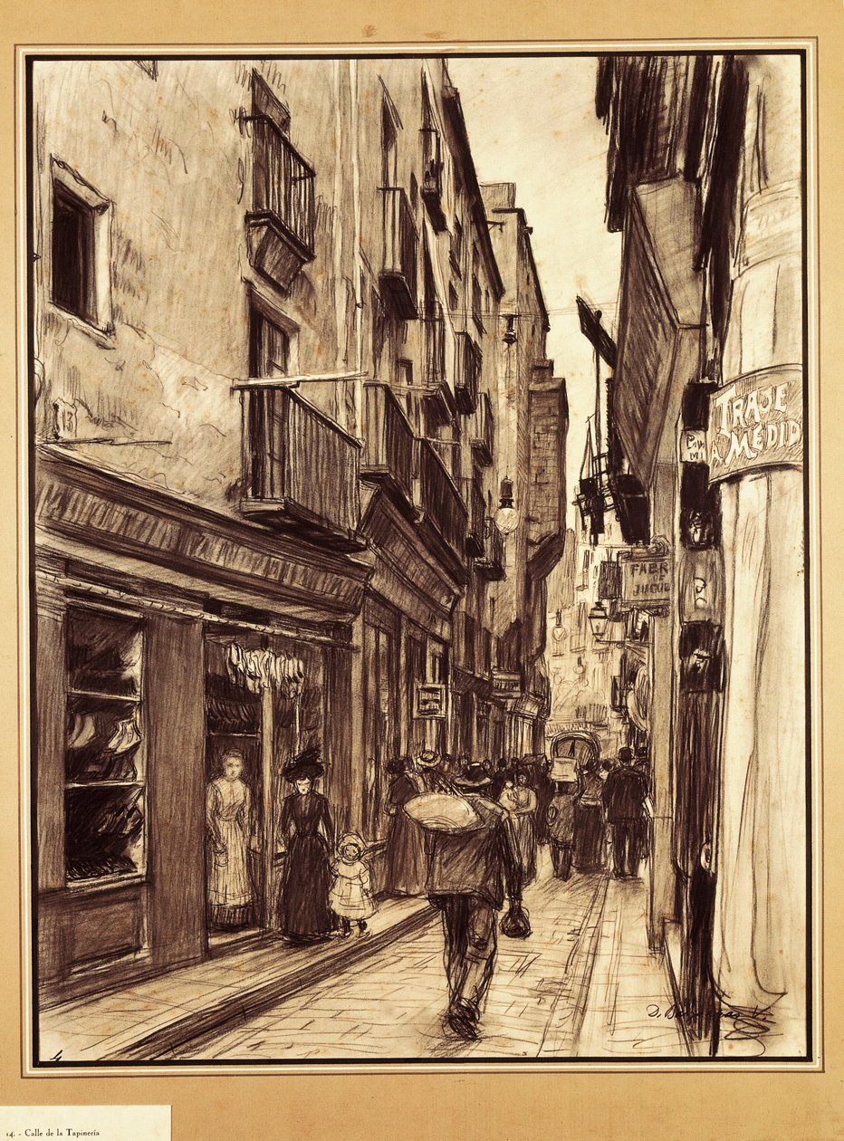 Gaden Tapineria, Barcelona (tegning) af Dionisio Baixeras Verdaguer