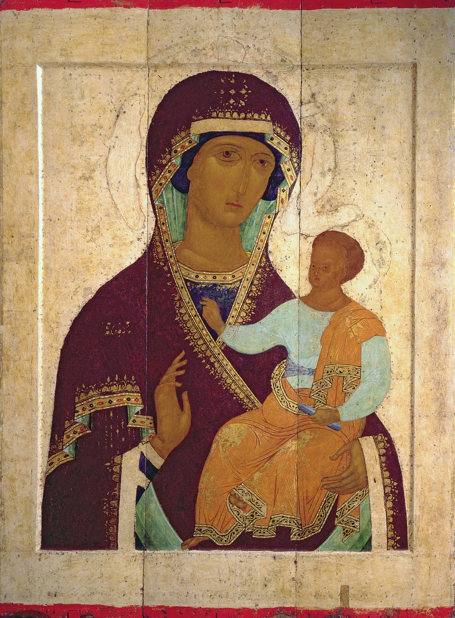 Madonna og barn Hodigitria, russisk ikon, 1502 (tempera på panel) af Dionysius