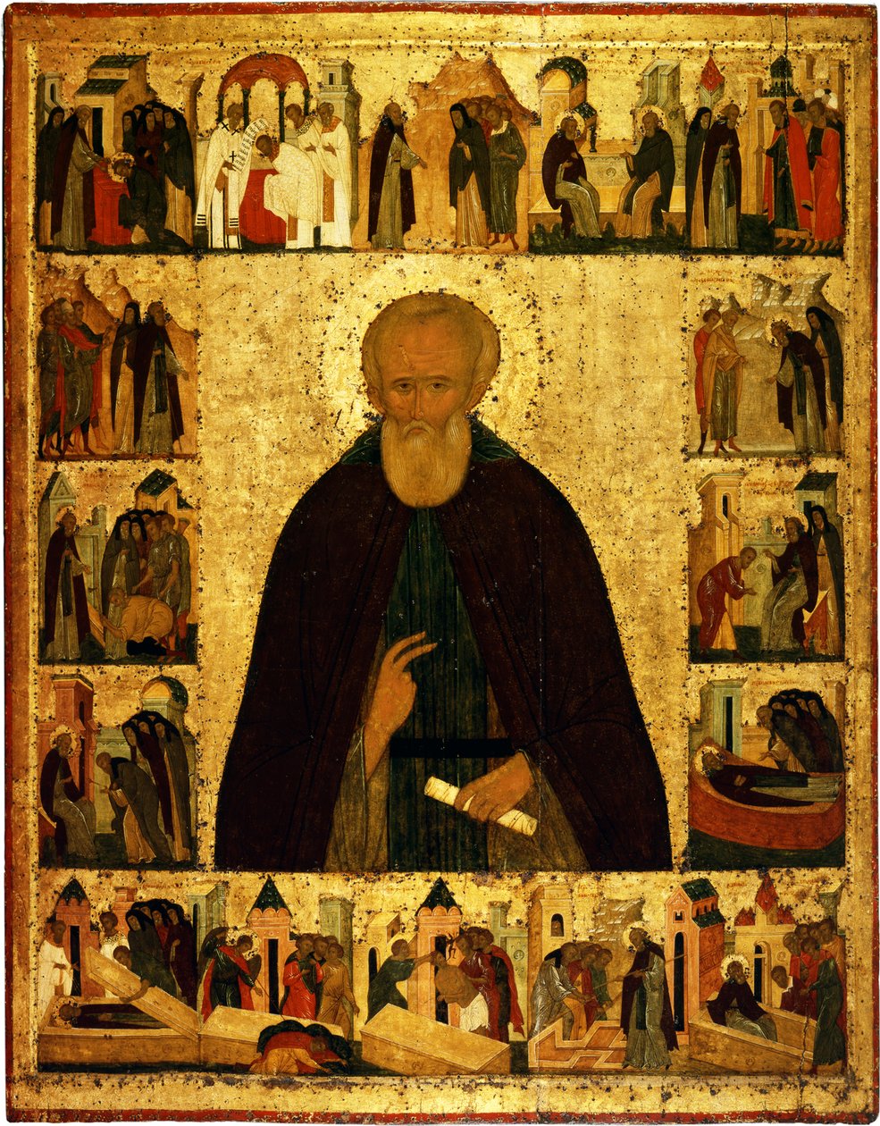 Sankt Dmitrij Prilutskij med scener fra hans liv, ca 1503 af Dionysius
