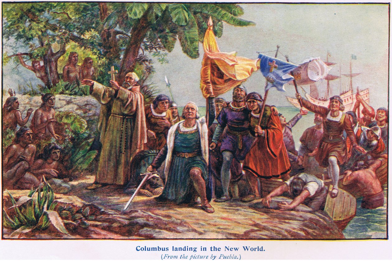 Columbus lander i den nye verden af Dioscoro Teofilo Puebla Tolin