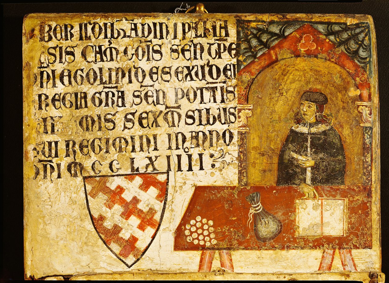 Kardinal Ildebrandino Paglieresi ved sit skrivebord, 1264 (tempera på panel) af Diotisalvi or Dietisalvi de Speme