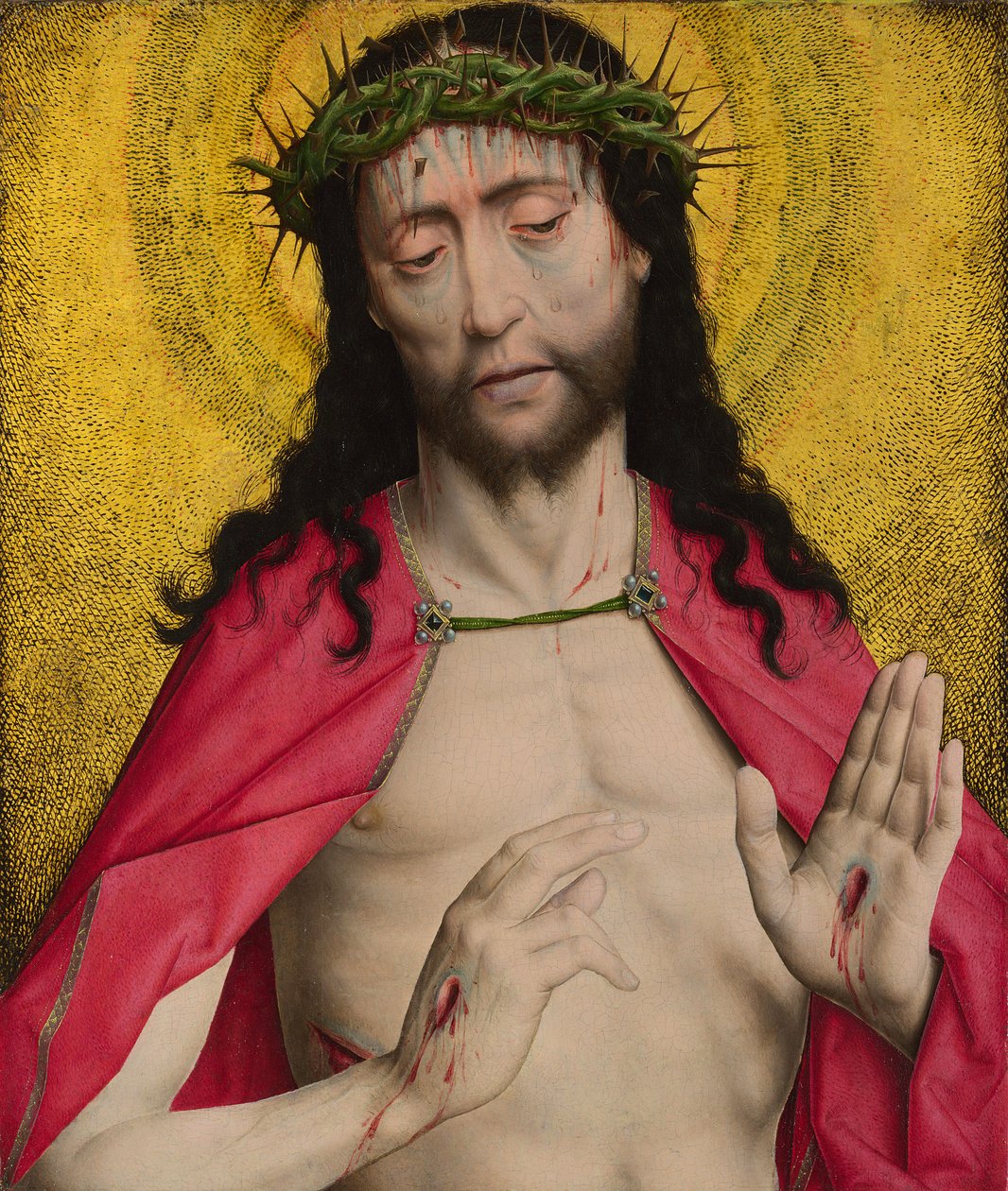 Kristus kronet med torne, ca. 1470 (tempera på træ) af Dirck Bouts