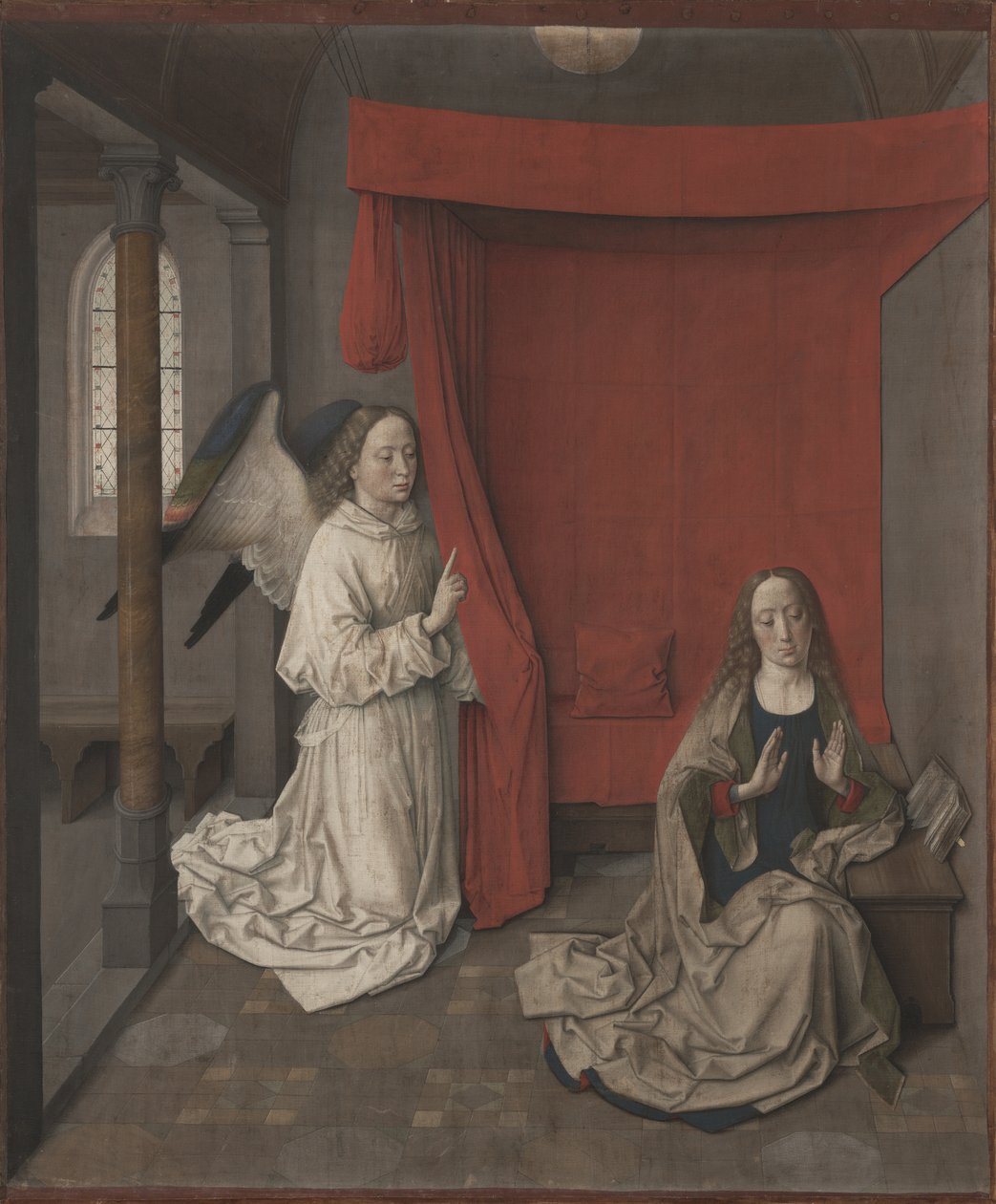 Bebudelsen, ca. 1450-55 (hundesyge på linned) af Dirck Bouts