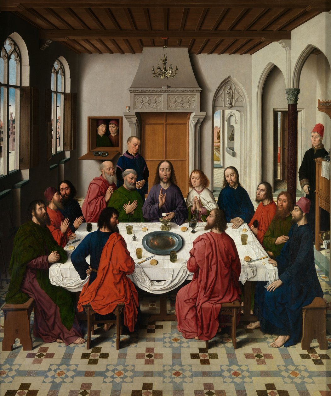 Detalje af Triptykonen om den sidste nadver, fra det hellige sakraments altertavle, ca. 1464-68 (olie på panel) af Dirck Bouts