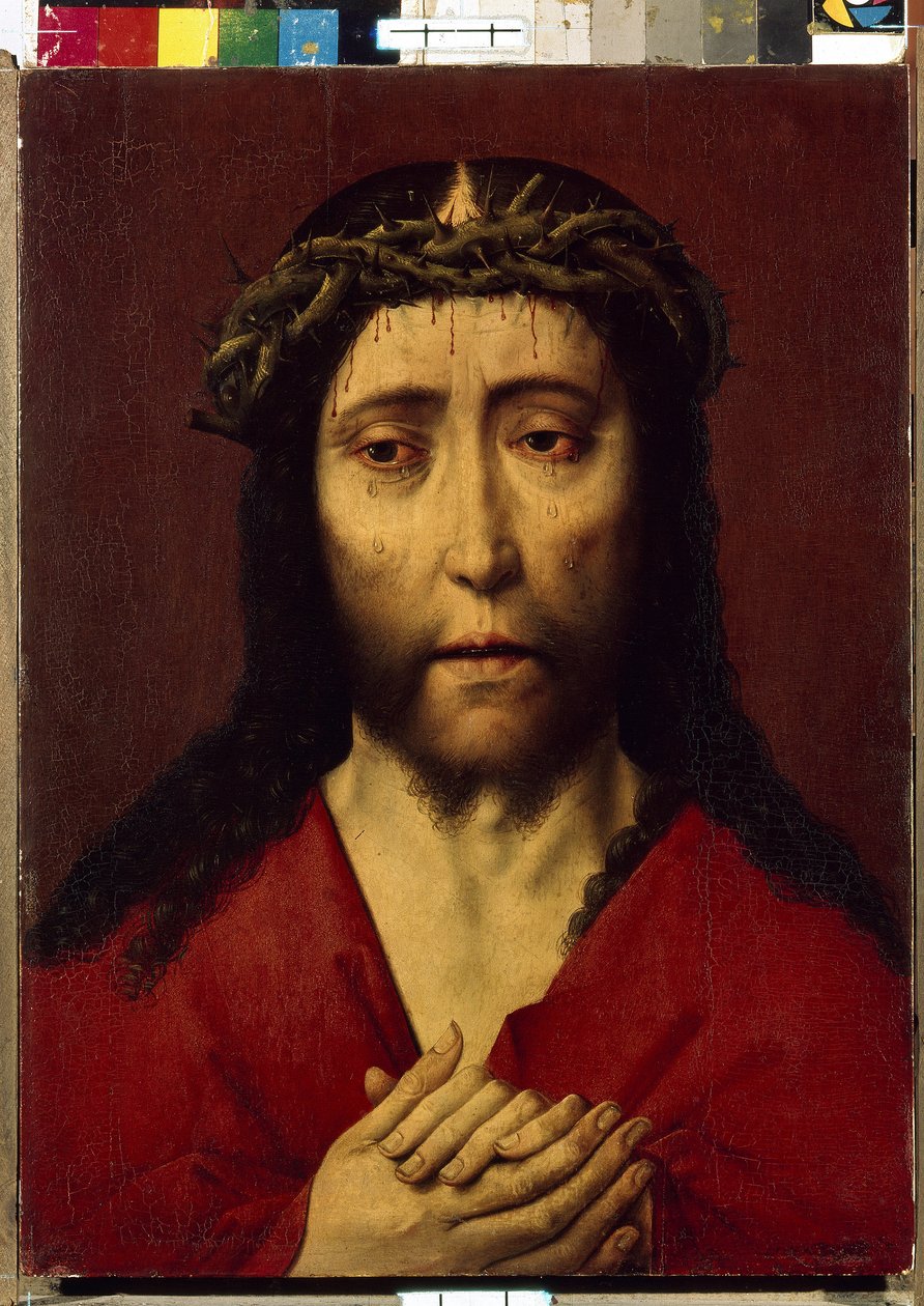 Ecce Homo (Her er manden). Maleri af Dirck (Dieric, Dirk) Bouts le Vieux (den Ældre) (1410-1475), olie på træ. Flamsk primitiv kunst 1400-tallet. State Hermitage, Sankt Petersborg af Dirck Bouts