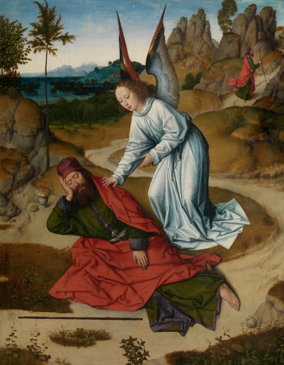 Elias i ørkenen, detalje fra altertavlen for det hellige sakrament, ca. 1464-68 (olie på panel) af Dirck Bouts