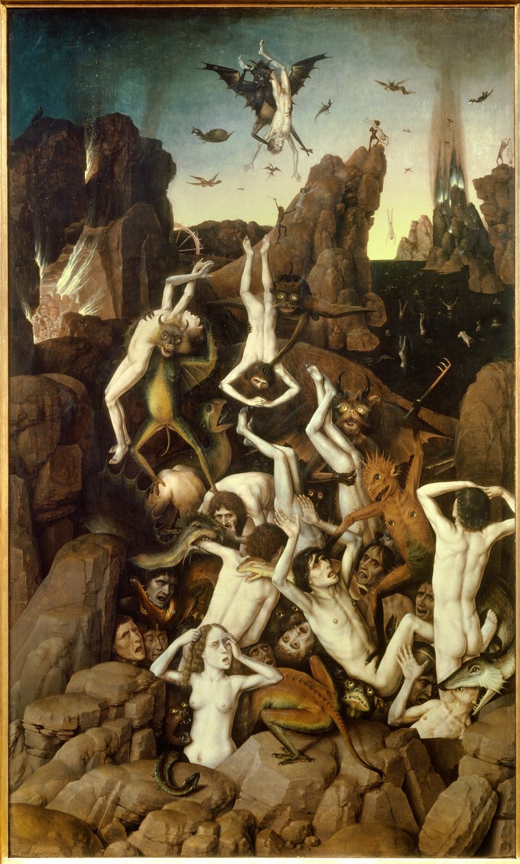 Helvede. Reprimers fald. Maleri af Dirck (Dieric, Dirk) Bends the Old (den ældre) (1410-1475) Ec. Hol. af Dirck Bouts