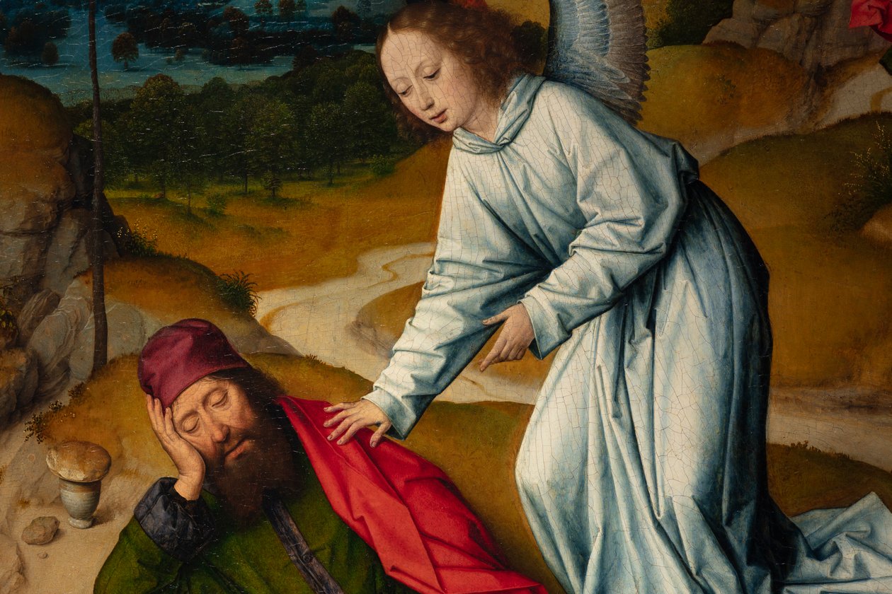 Sognekirke (Parochiekerk Sint-Pieter). Maleri. Sidste aftensmad. Dirk Bouts. 1464-1468. Detalje. Højre panel. af Dirck Bouts