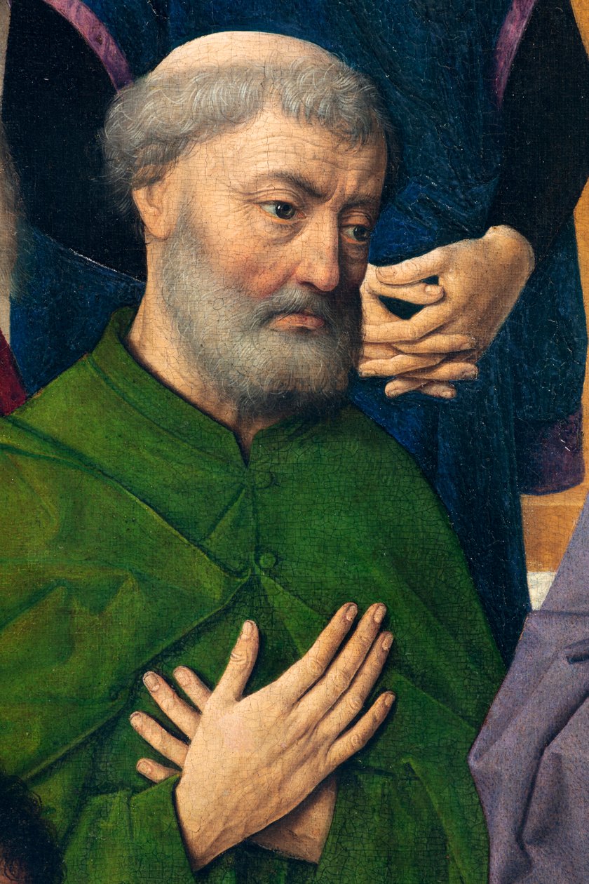 Sognekirke (Sankt Peter Sognekirke). maleri. Sidste aftensmad. Dirk Bouts. 1464-1468. Detalje. Central panel. af Dirck Bouts
