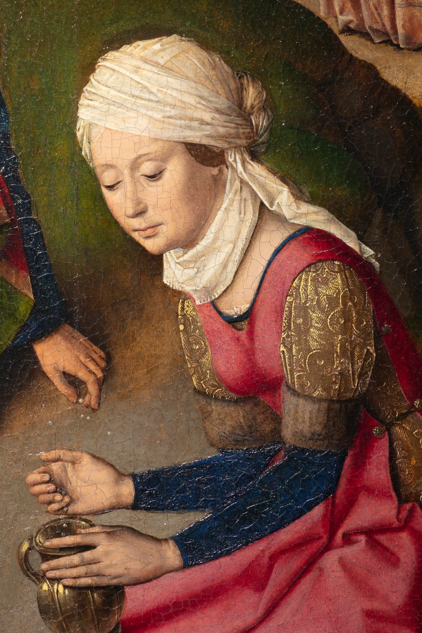 Sognekirke (Parochiekerk Sint-Pieter). Maleri. Sidste aftensmad. Dirk Bouts. 1464-1468. Detalje. Højre panel. af Dirck Bouts