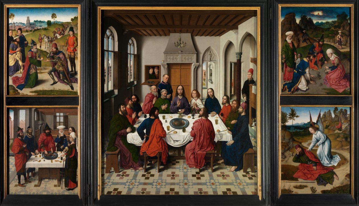 Det hellige sakraments altertavle, ca. 1464-68 (olie på panel) af Dirck Bouts