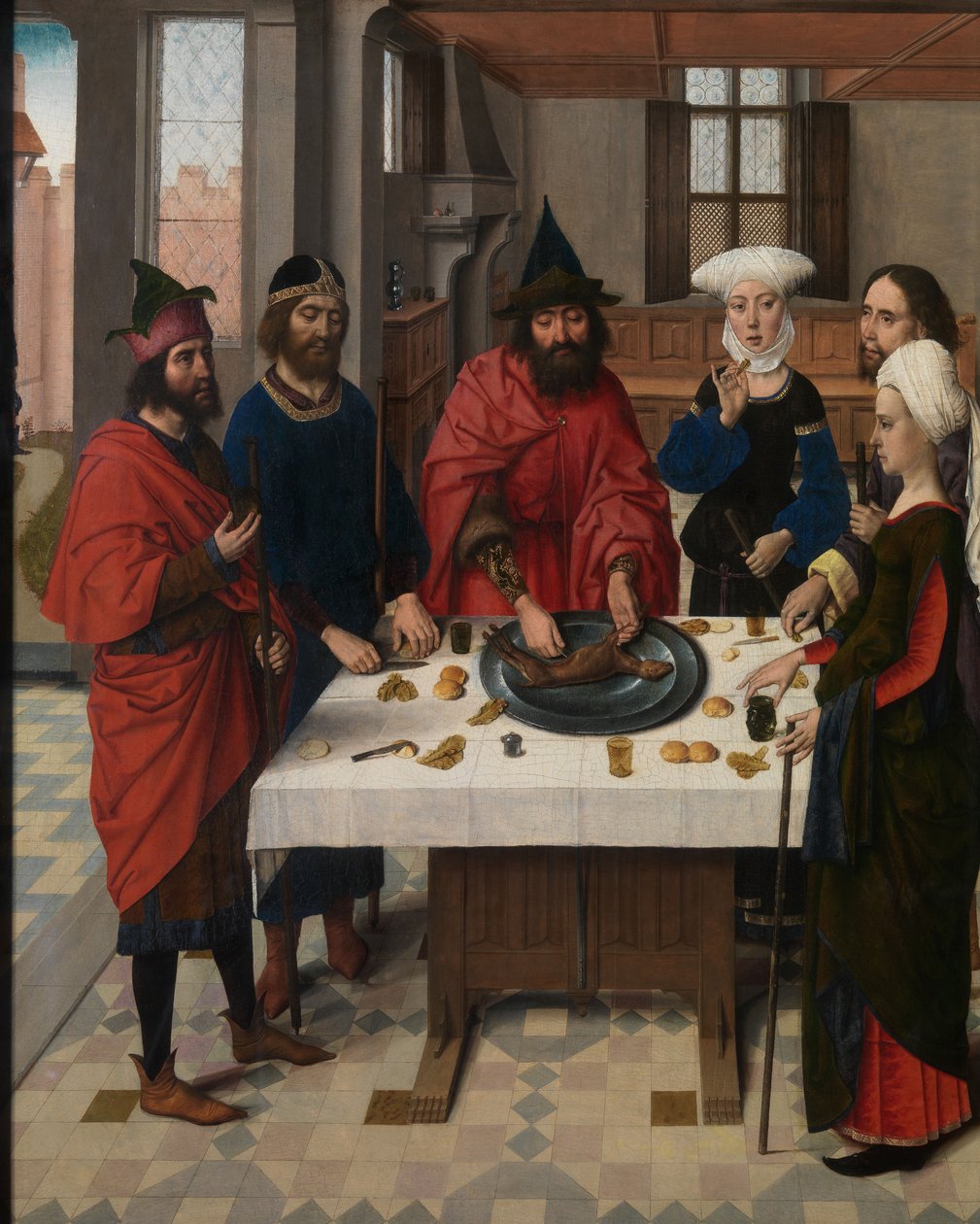 Påskefesten, detalje fra altertavlen for det hellige sakrament, ca. 1464-68 (olie på panel) af Dirck Bouts