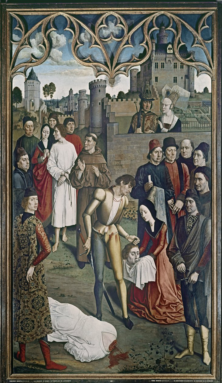 Kejser Ottos retfærdighed: henrettelse af den uskyldige mand, 1473-75 (se også 3672) af Dirck Bouts