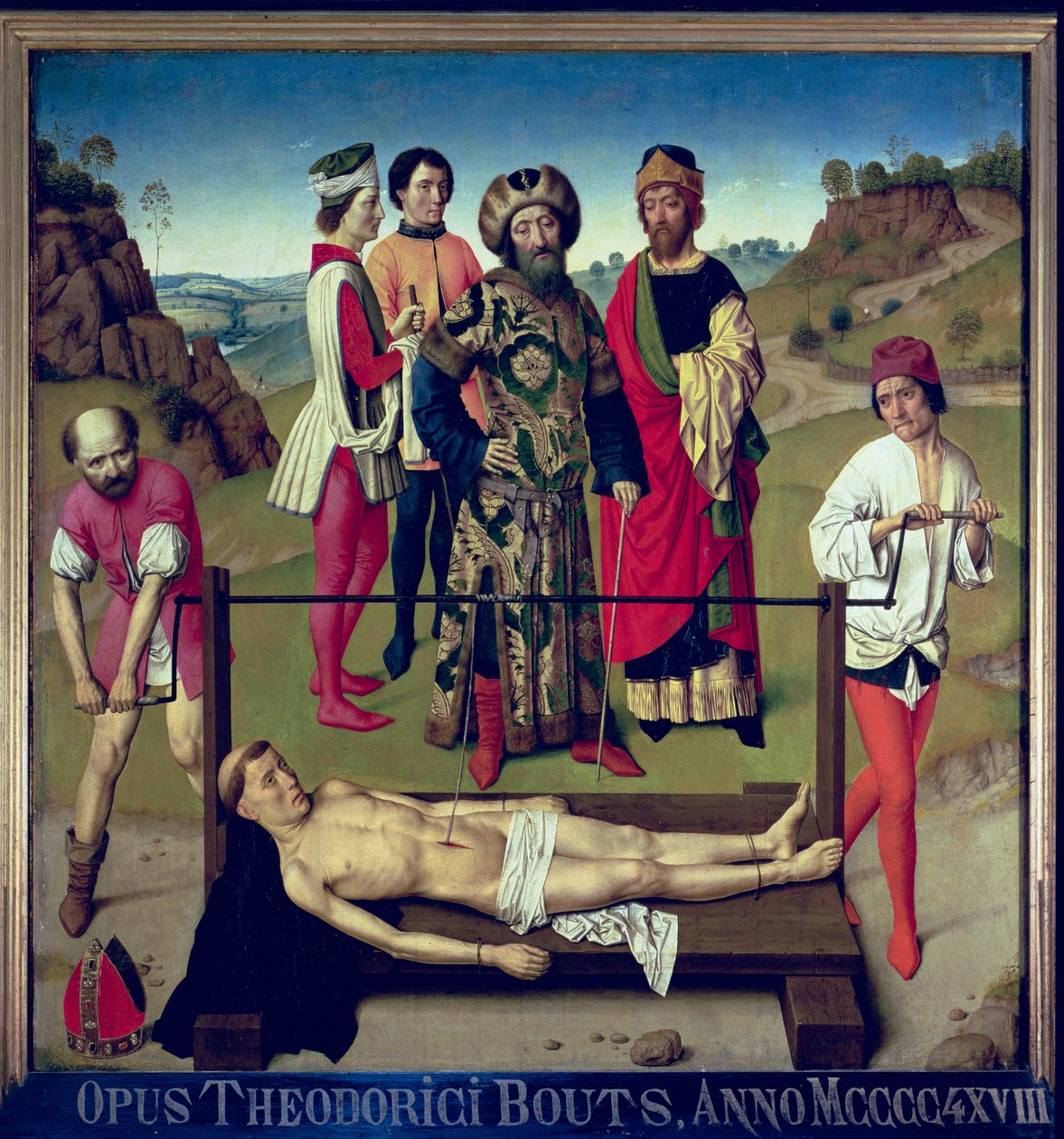 Sankt Erasmuss martyrium, centralt panel fra Sankt Erasmuss Triptykon, c.1460 af Dirck Bouts