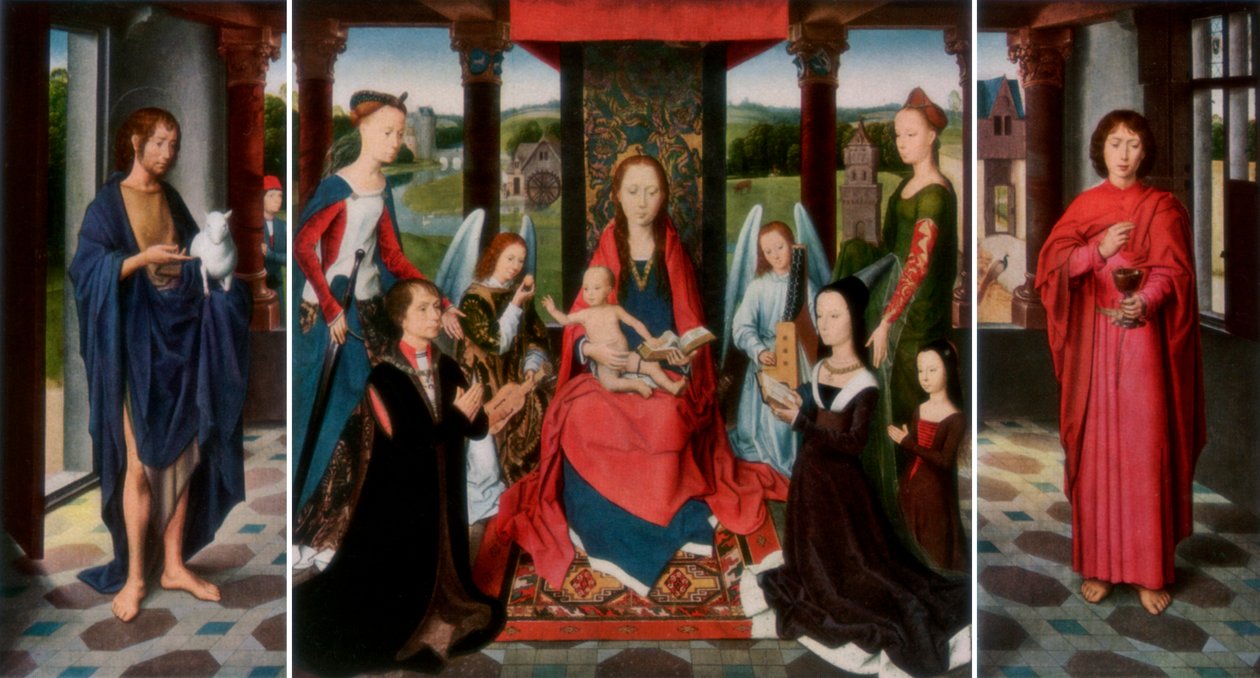 Jomfruen og barnet med hellige og donorer The Donne Triptykon, c1478 1927 af Dirck Bouts