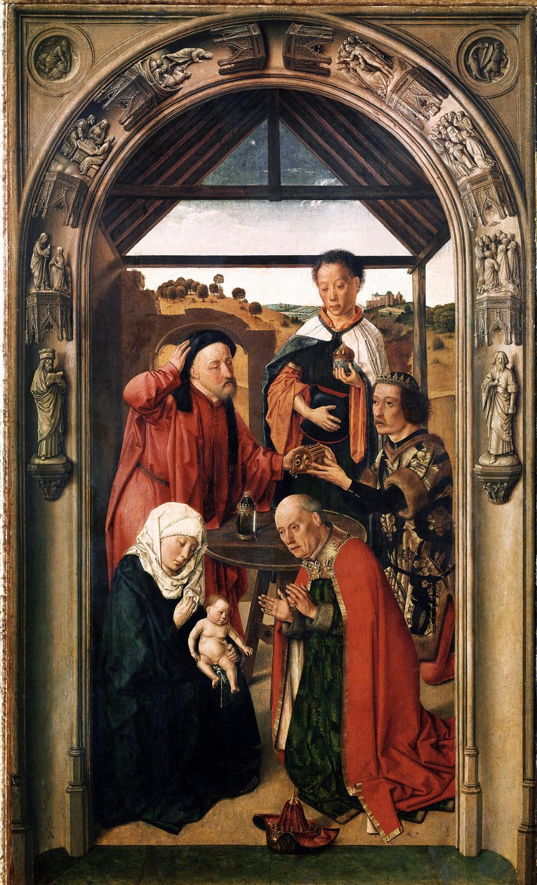 Magiernes tilbedelse (olie på træ, ca. 1445) af Dirck Bouts