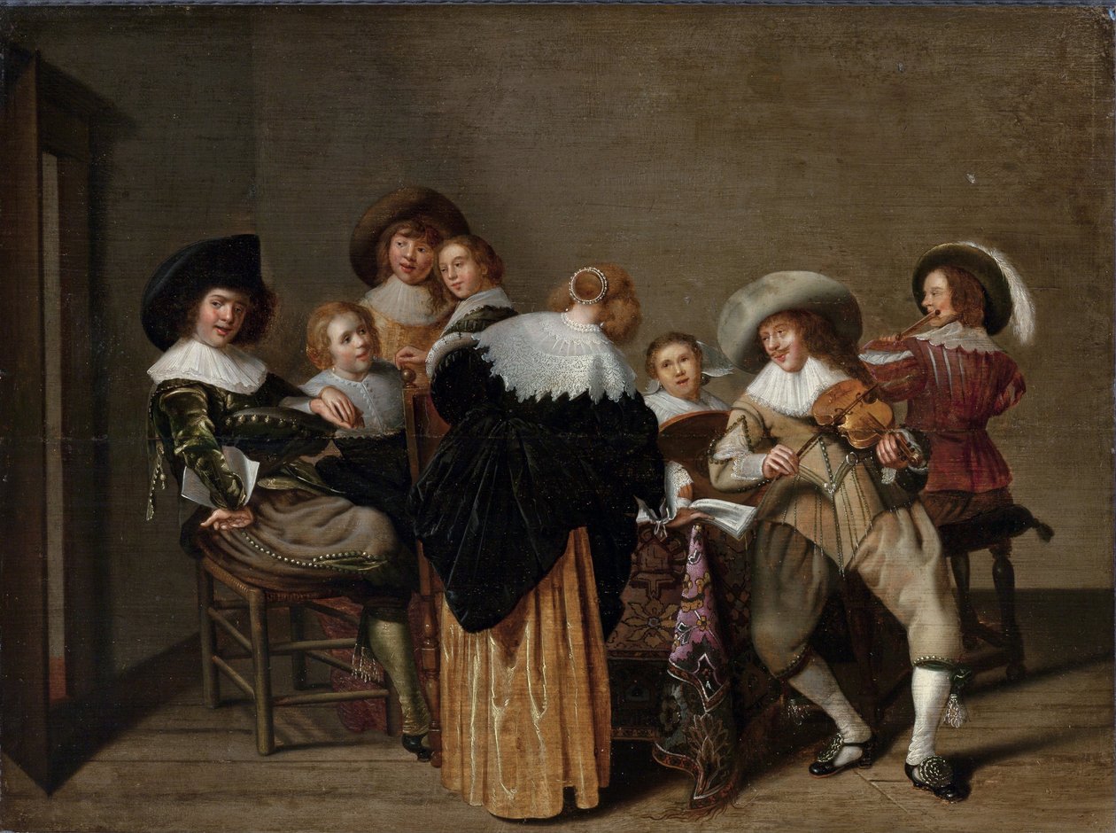 En musikalsk fest - peinture de Dirck Hals (1591-1656) - Olie på træ - 37x50 - Nationalgalleriet, Prag af Dirck Hals
