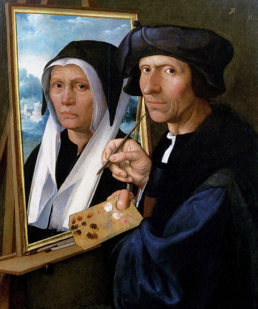 Jacob Cornelisz. van Oostsanen maler et portræt af sin kone af Dirck Jacobsz