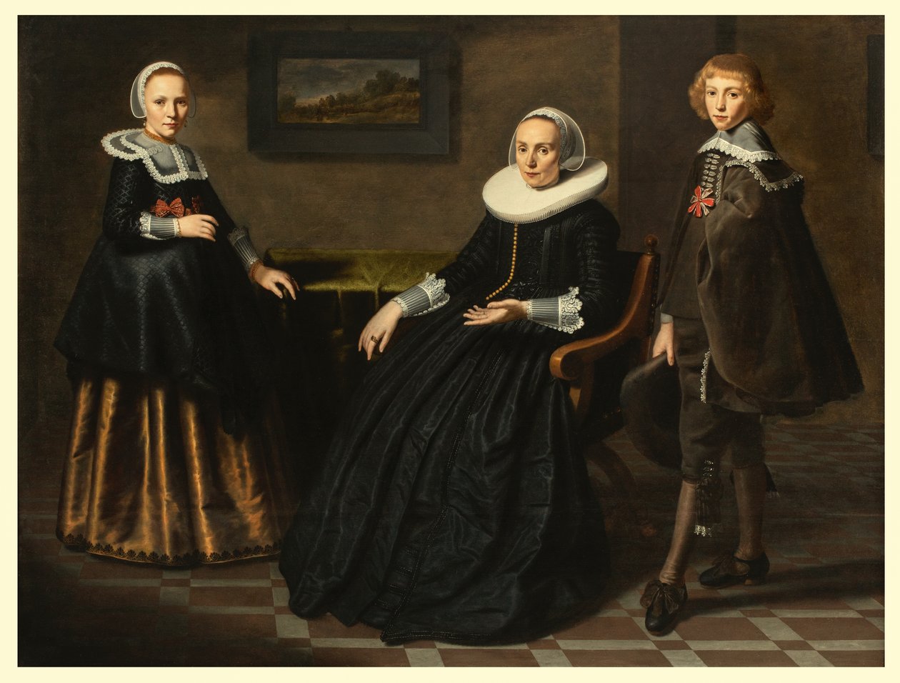 En mor med sin søn og datter, ca. 1641-41 (olie på et affaset egetræspanel) af Dirck Santvoort