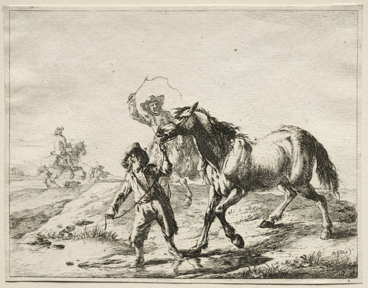 En dreng tager en hest for at drikke af Dirck Stoop