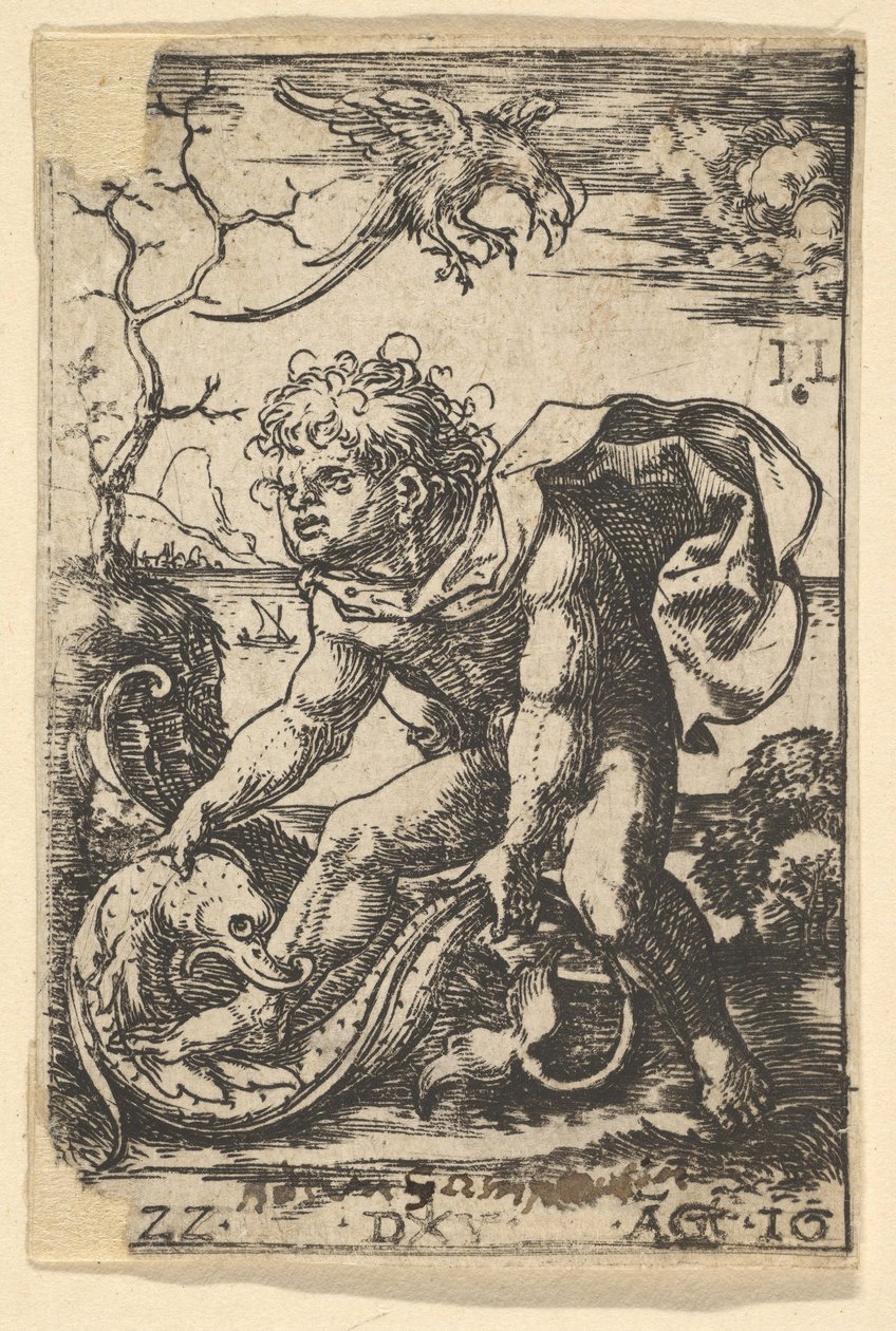 Mand med en fisk, 16. august 1522. af Dirck Vellert