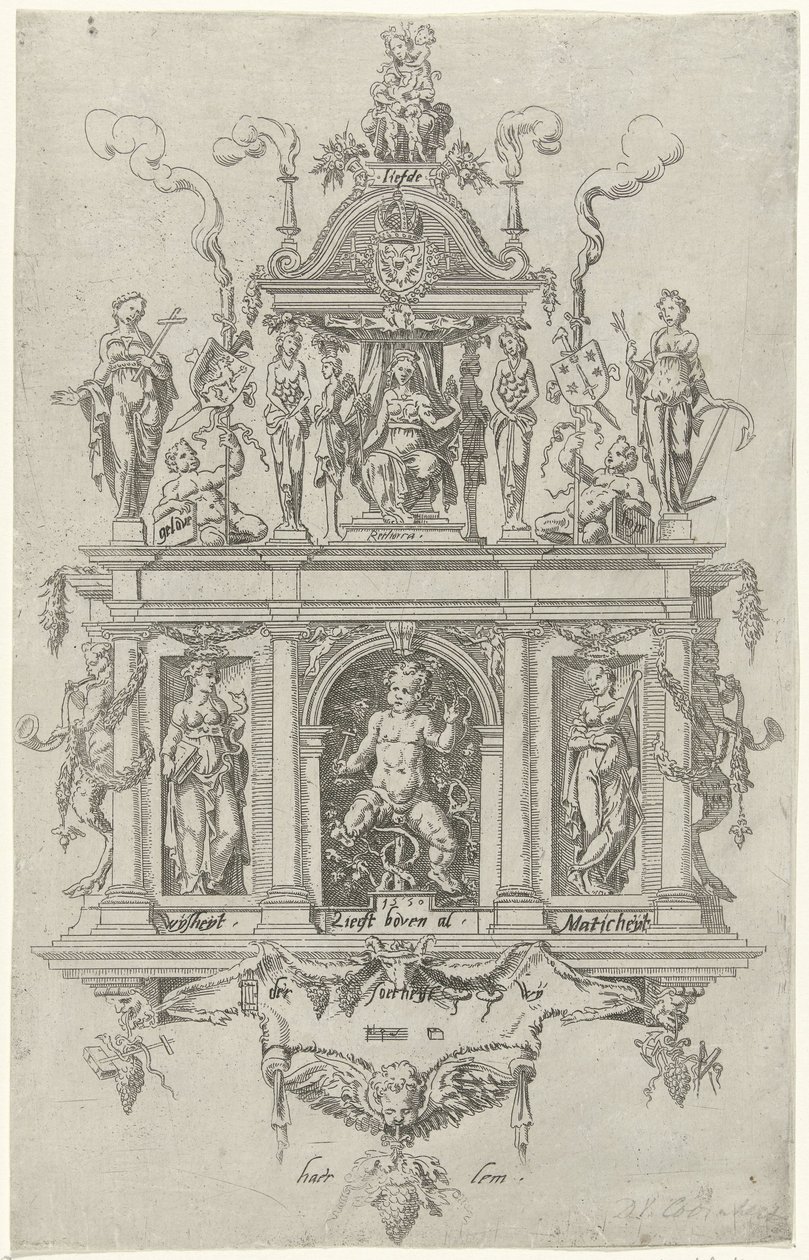 Blazon fra Haarlems retorikkammer De Wijngaertrancken af Dirck Volckertsz. Coornhert (attributed to)