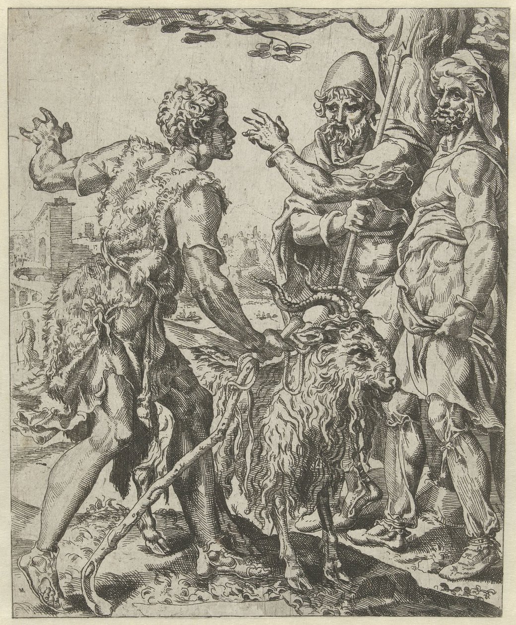 Chira leder efter den prostituerede Judas og Tamars historie (serietitel) af Dirck Volckertsz. Coornhert (attributed to)