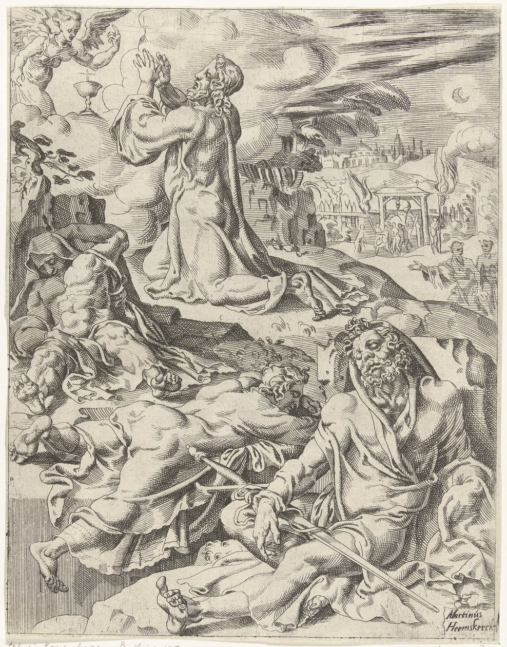 Kristus i Getsemane Have Menneskehedens fald og forløsning gennem Kristi liv og lidenskab (serietitel) af Dirck Volckertsz. Coornhert (attributed to)