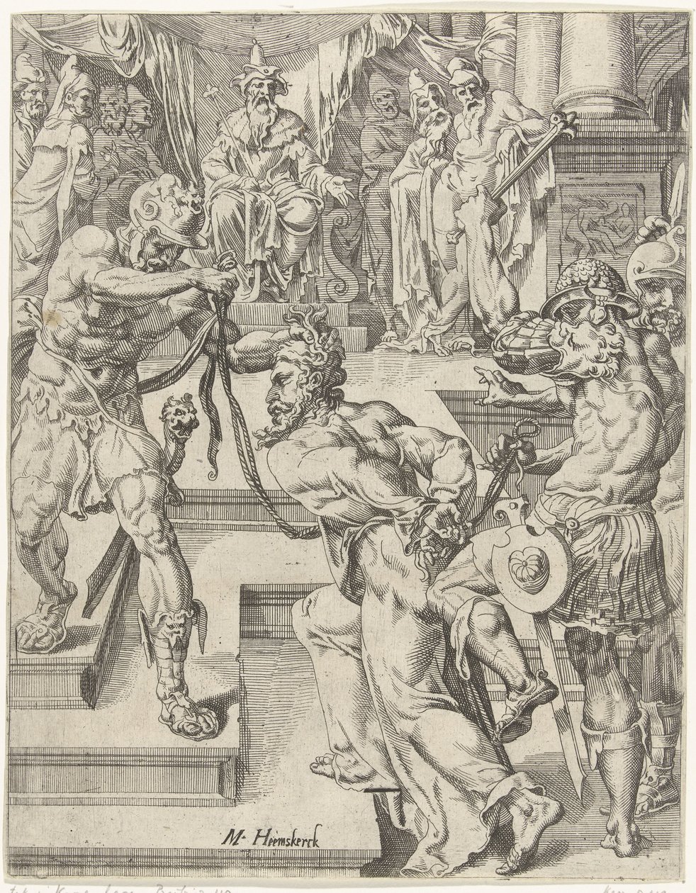 Kristus før Kajfas Menneskehedens fald og forløsning gennem Kristi liv og lidenskab (serietitel) af Dirck Volckertsz. Coornhert (attributed to)