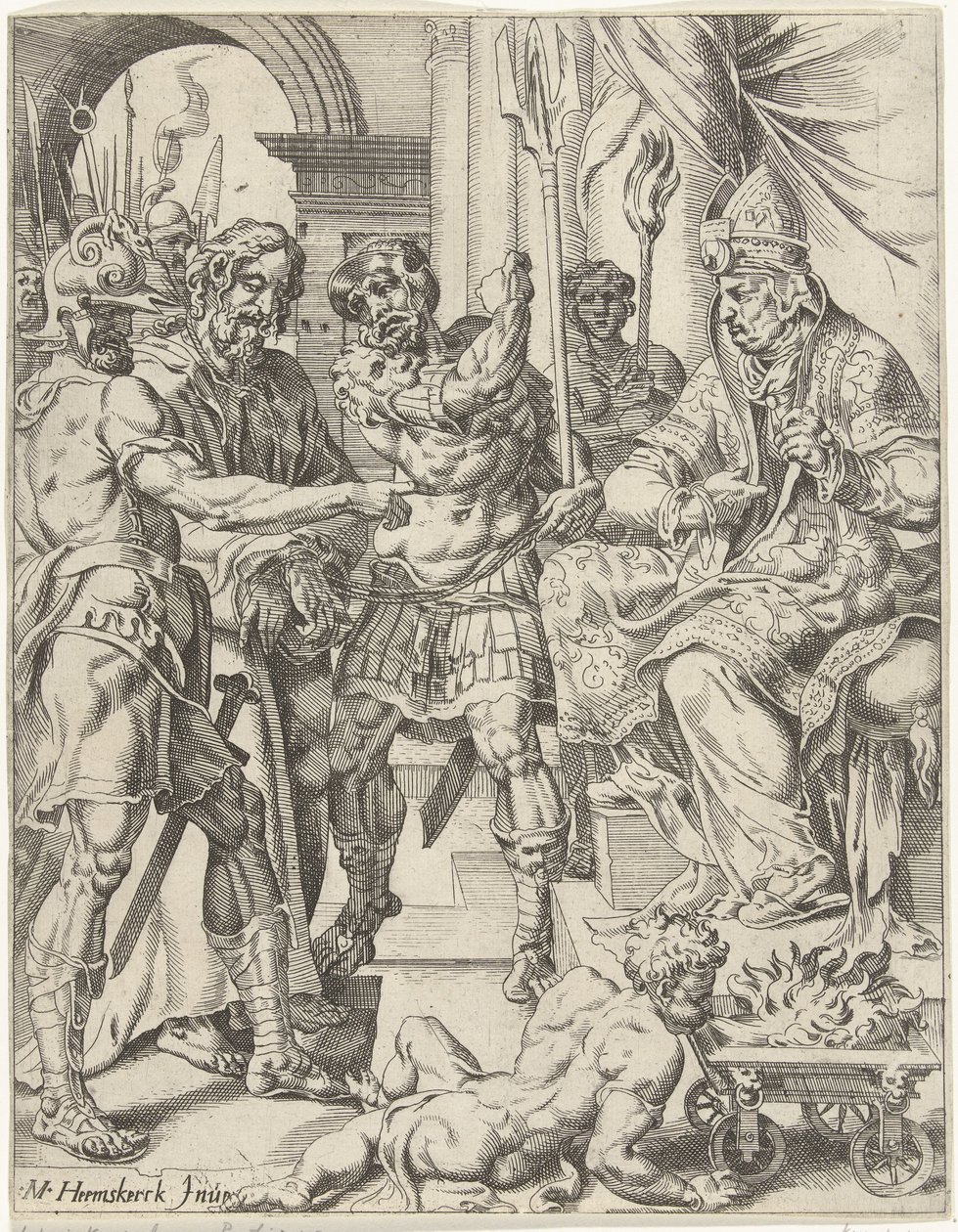 Kristus før ypperstepræsten Annas Menneskehedens fald og forløsning gennem Kristi liv og lidenskab (serietitel) af Dirck Volckertsz. Coornhert (attributed to)