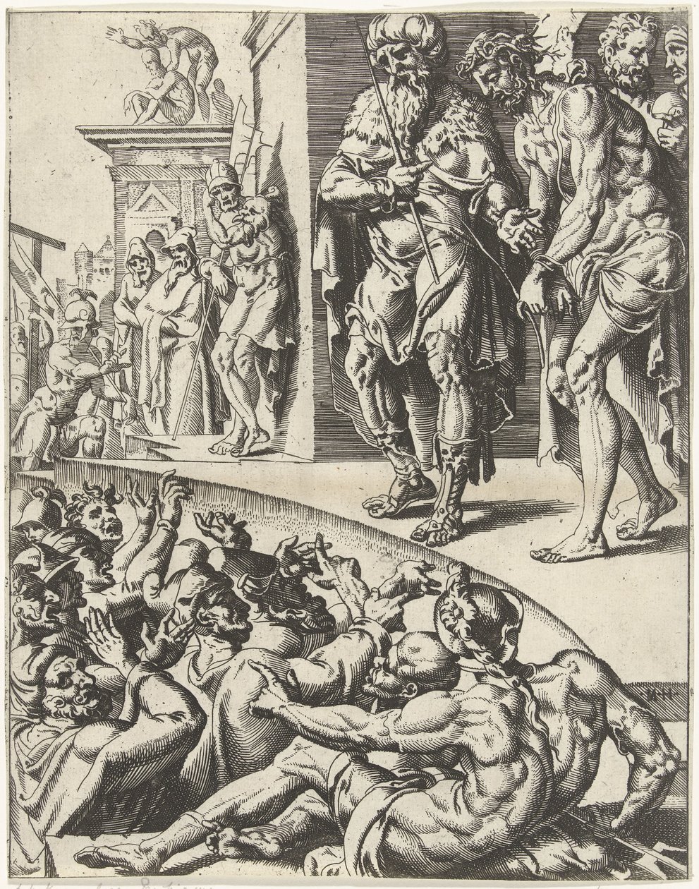 Ecce Homo Menneskehedens fald og forløsning gennem Kristi liv og lidenskab (serietitel) af Dirck Volckertsz. Coornhert (attributed to)