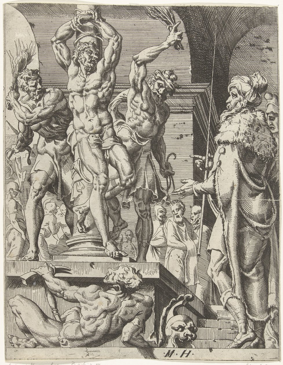 Kristi flagelation Menneskehedens fald og forløsning gennem Kristi liv og lidenskab (serietitel) af Dirck Volckertsz. Coornhert (attributed to)