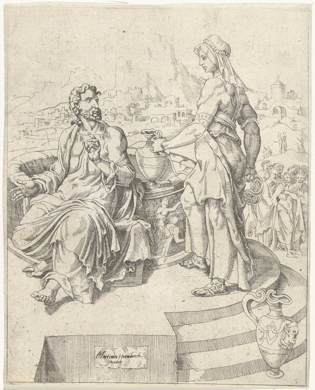 Samtale med den samaritanske kvinde Menneskehedens fald og forløsning gennem Kristi liv og lidenskab (serietitel) af Dirck Volckertsz. Coornhert (attributed to)