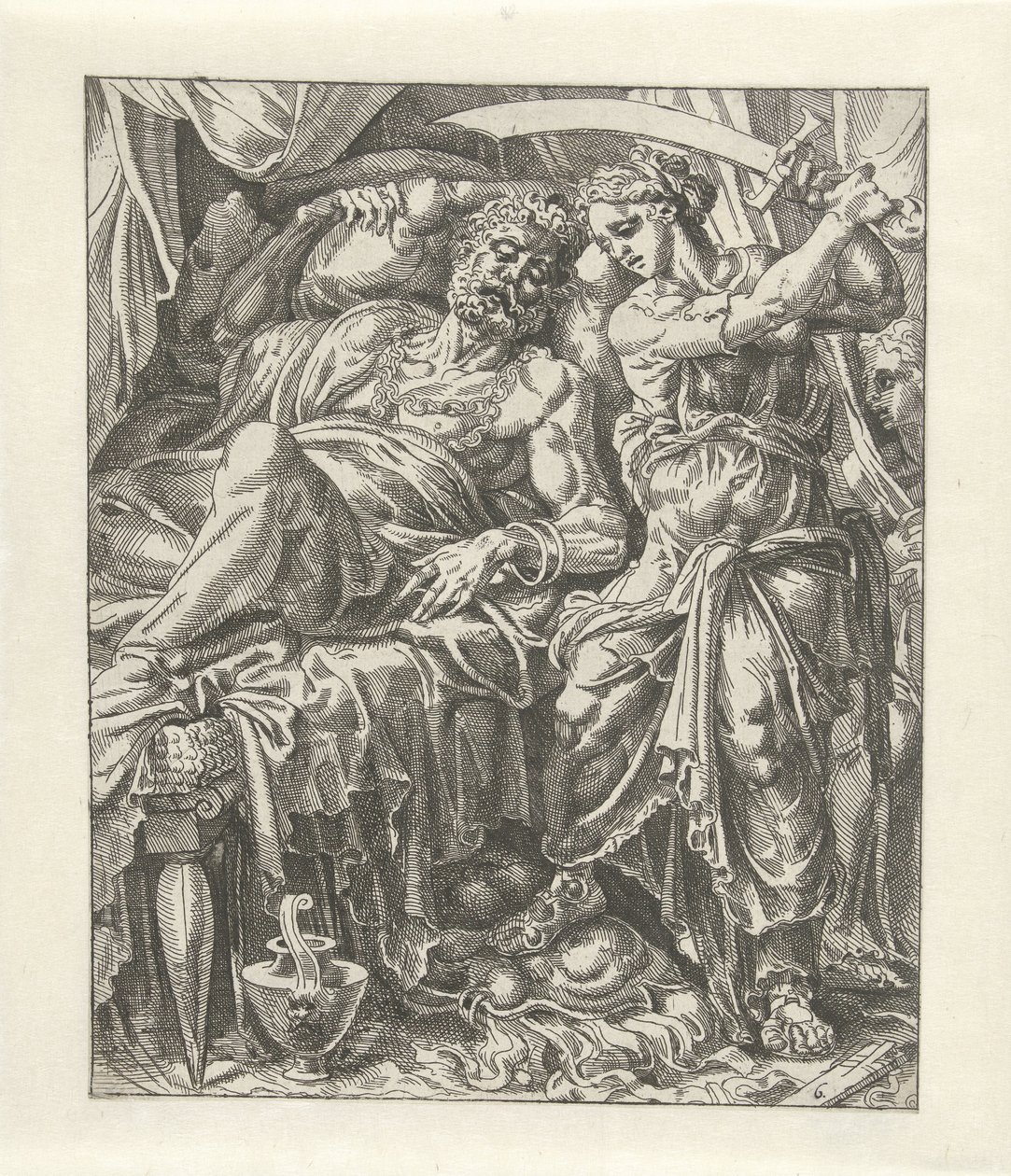 Judit Onthoofdt Holofernes Judith i Holofernes (serietitel) af Dirck Volckertsz. Coornhert (attributed to)