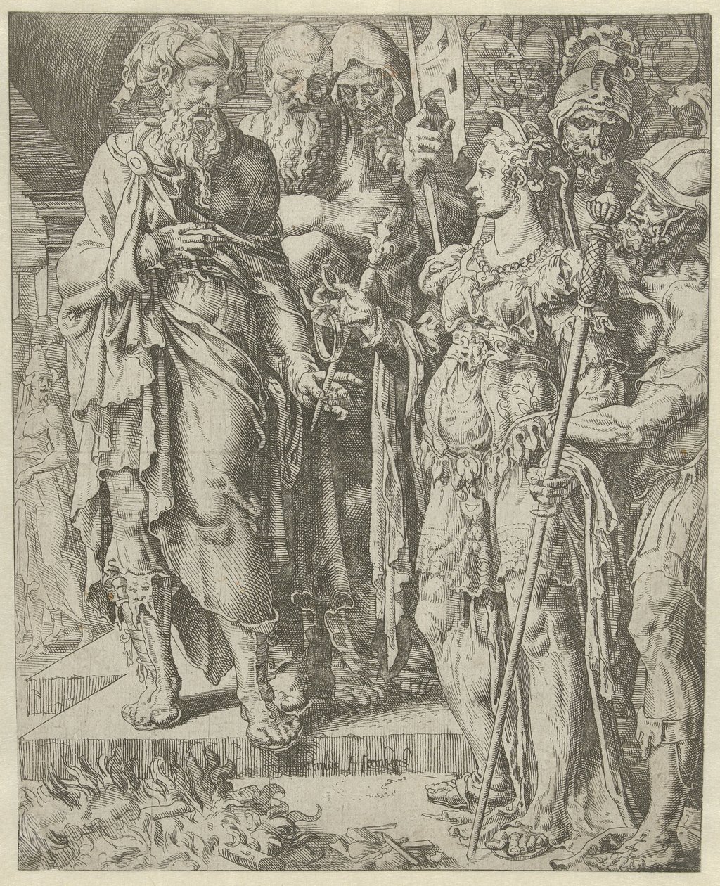 Tamar viser sikkerhedsstillelsen Judas og Tamars historie (serietitel) af Dirck Volckertsz. Coornhert (attributed to)