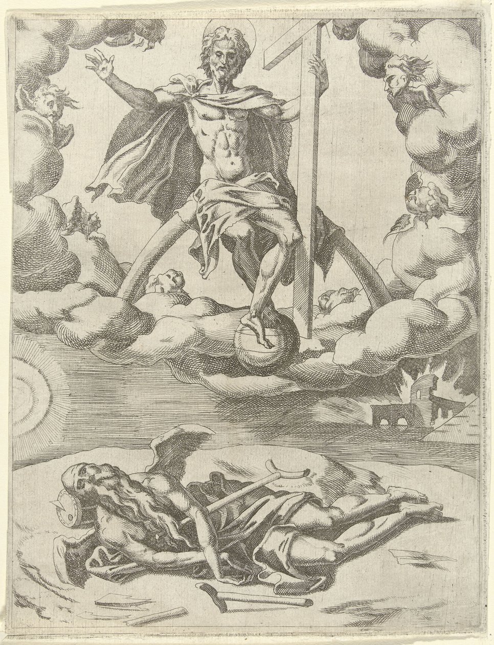 Kristus erobrer tiden Triumphs of Petrarch (serietitel) af Dirck Volckertsz. Coornhert (possibly)