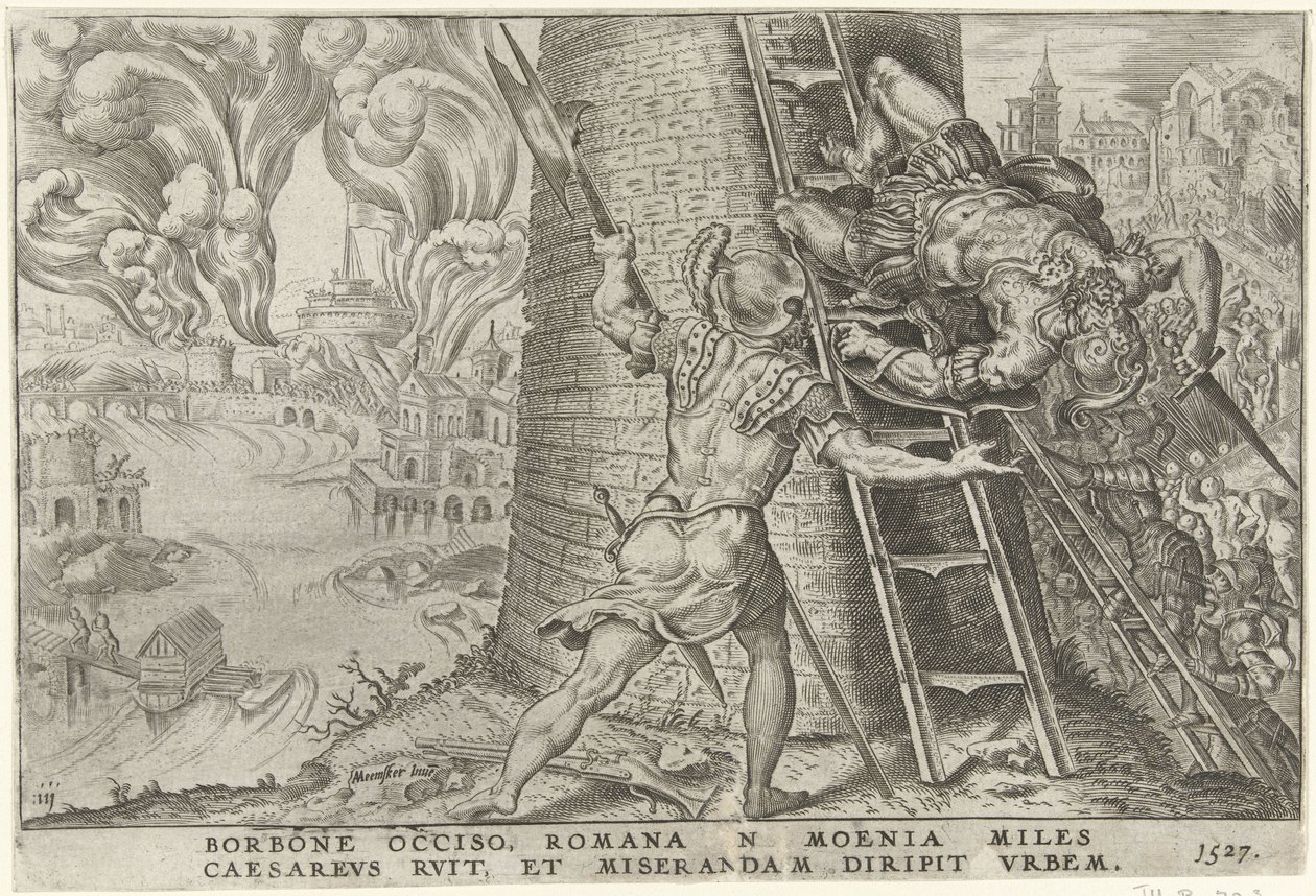 Stormningen af ​​Rom, 1527 Overwinningen van Karel V (serietitel) Karl den Store V. imp. opt. max. sejr, den vigtigste af mange (serietitel) af Dirck Volckertsz. Coornhert