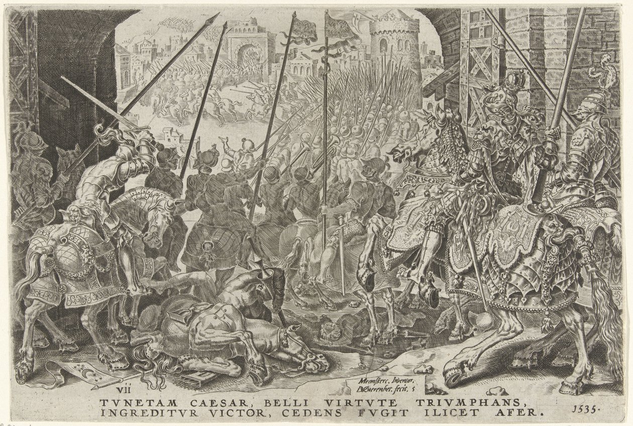 Inname van Tunis, 1535 Overwinningen van Karel V (serietitel) Karl den Store V. imp. opt. max. sejr, den vigtigste af mange (serietitel) af Dirck Volckertsz. Coornhert